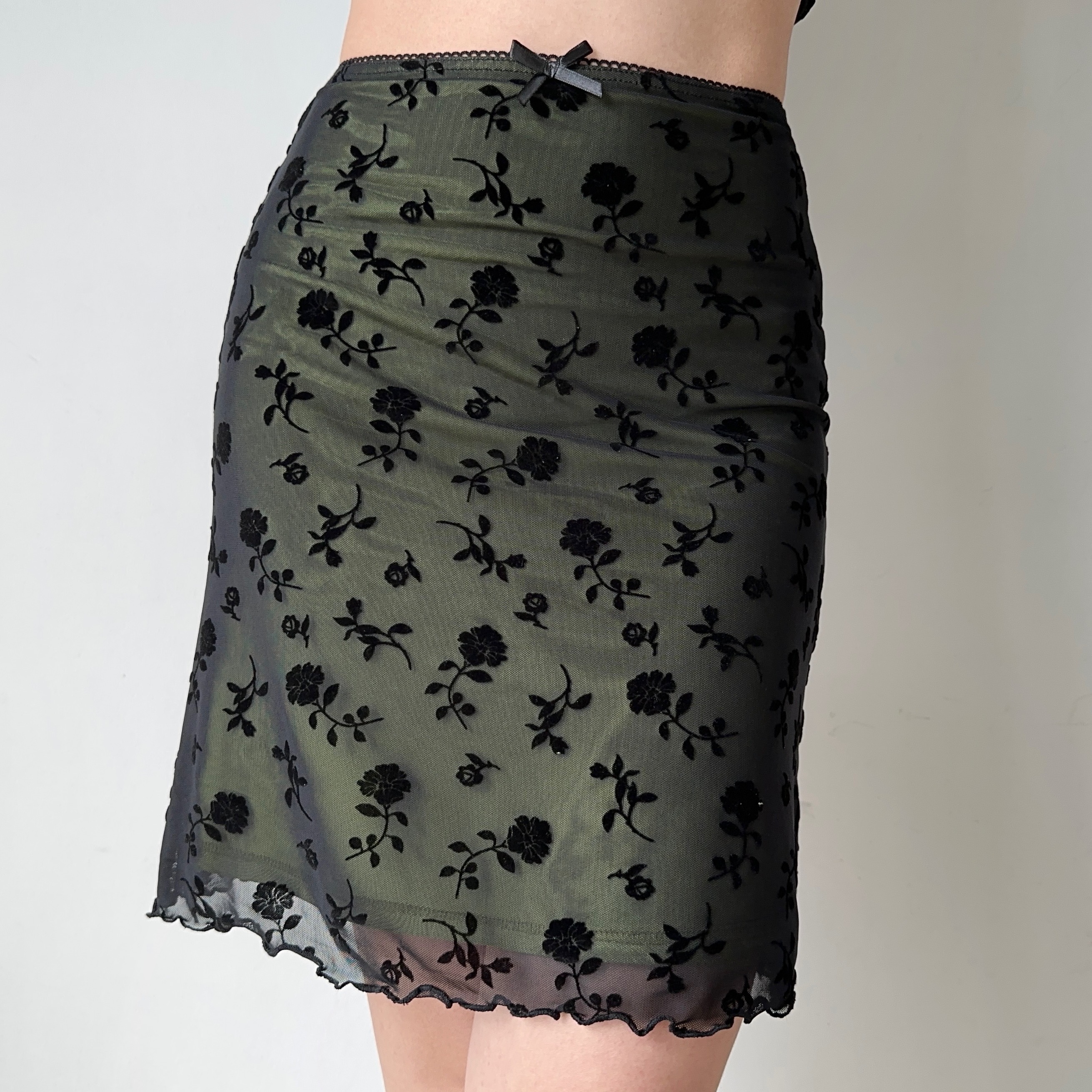 Rose Mesh Short Sleeve Top & Bodycon Skirt Two-Piece Set - Women's European American Style Fashion, Perfect for Y2K & 90s Vibes