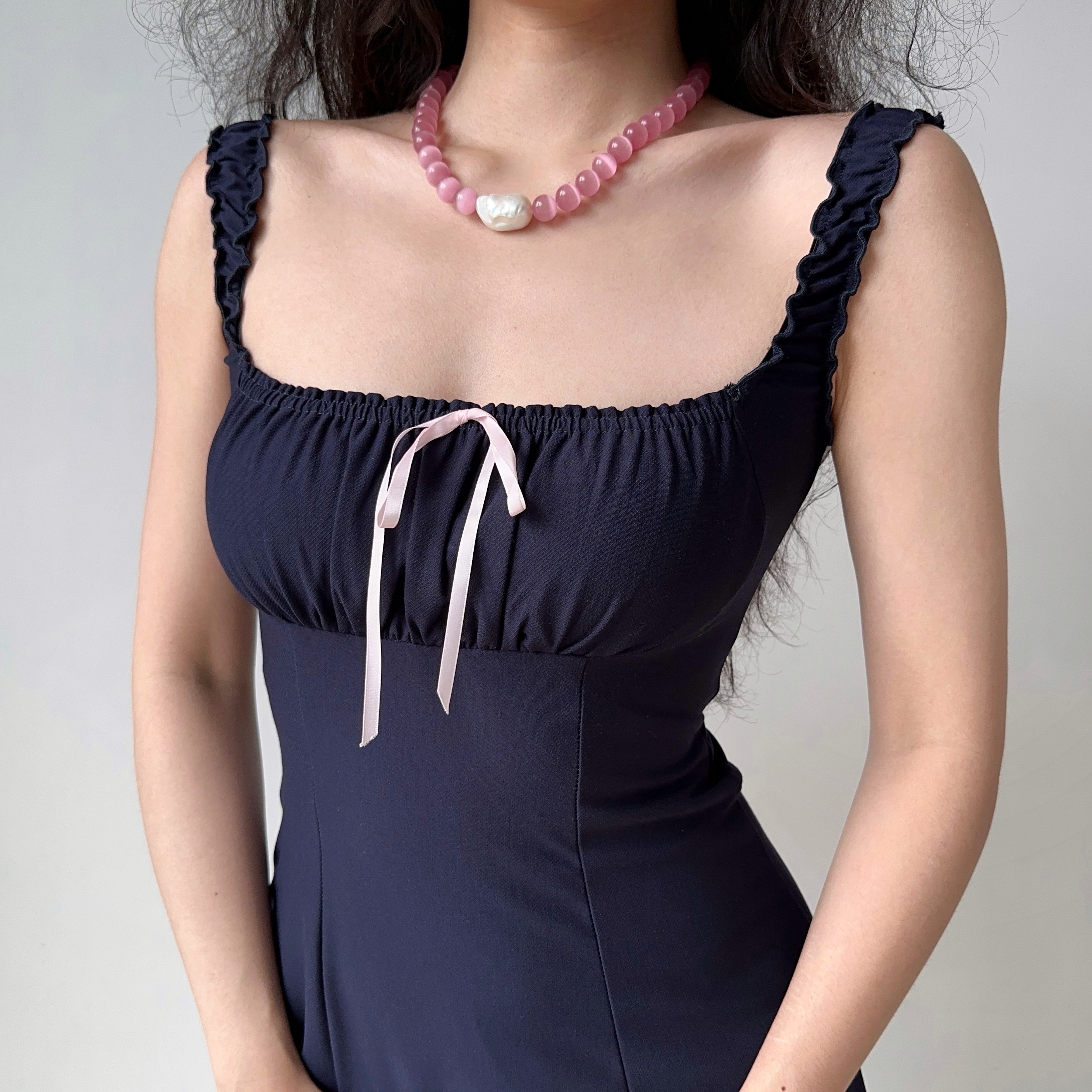 Ruffled Lace Square Neck Strap Dress for Women - Slim Fit Summer Mini Dress in European and American Style