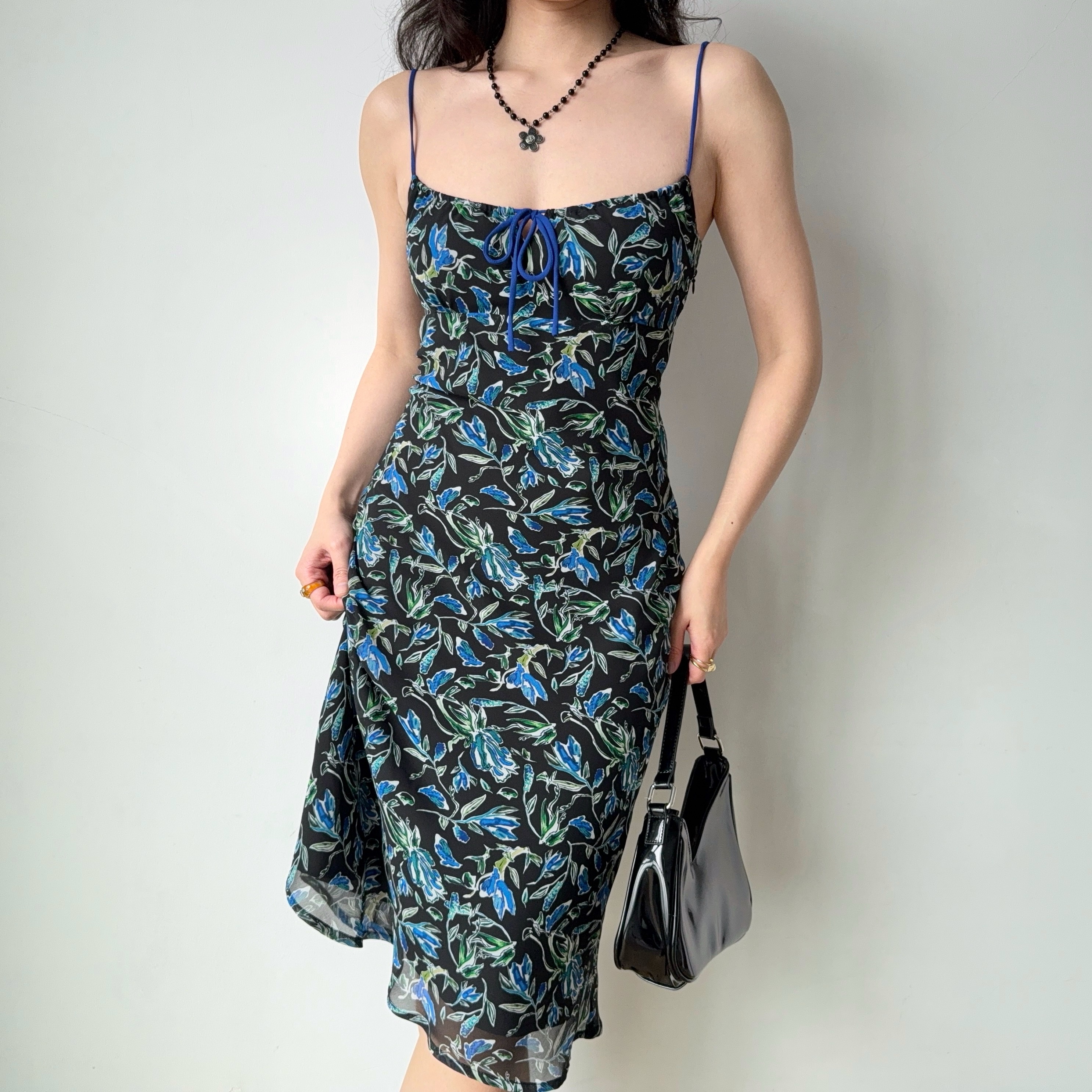 Self-Made Vintage Print Cami Dress - Mid-Length Vacation Dress for Effortless 90s and Y2K Style