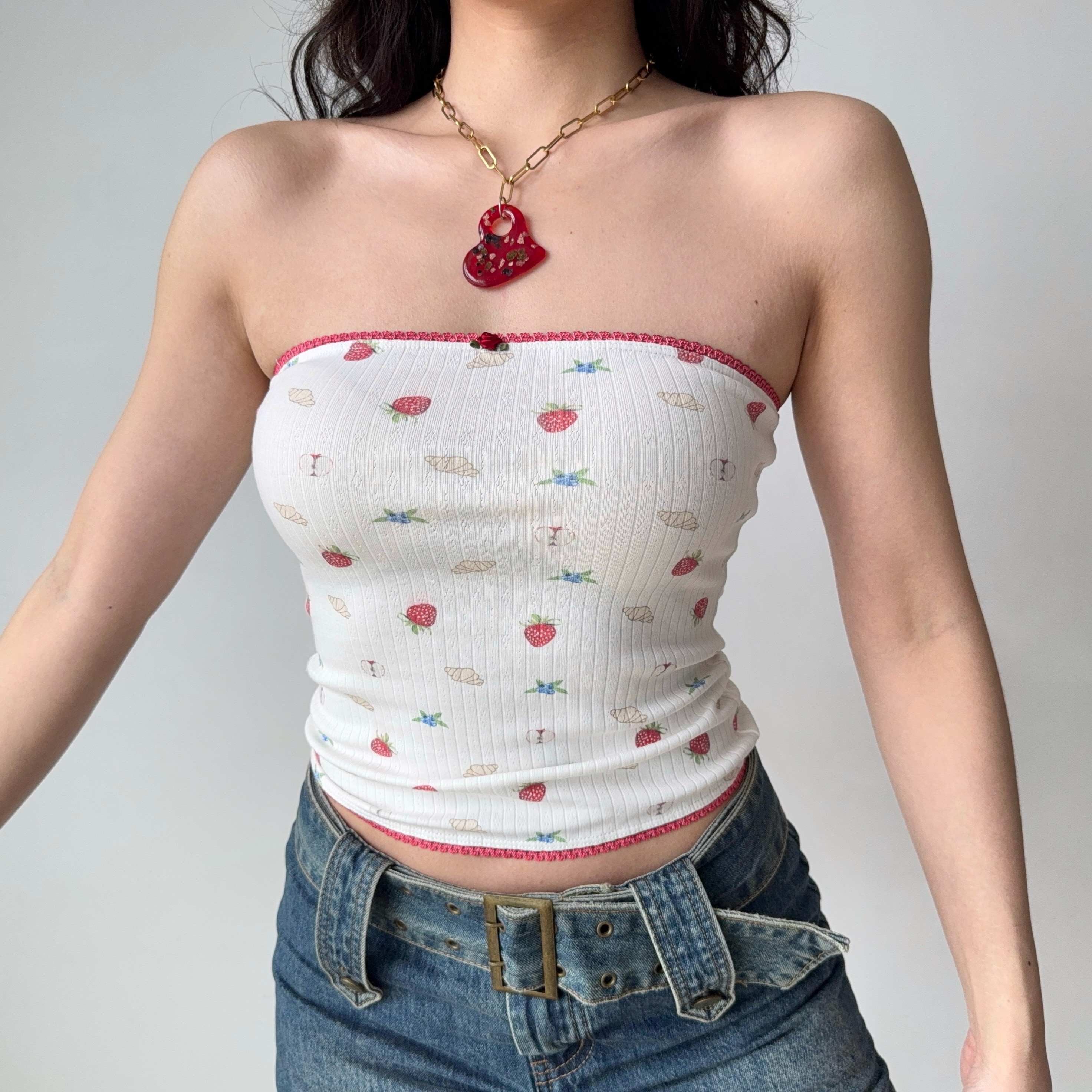 Sexy Printed Strapless Top for Women - European American Style Slim Fit Summer Fashion, Hot Girl Trendy Look