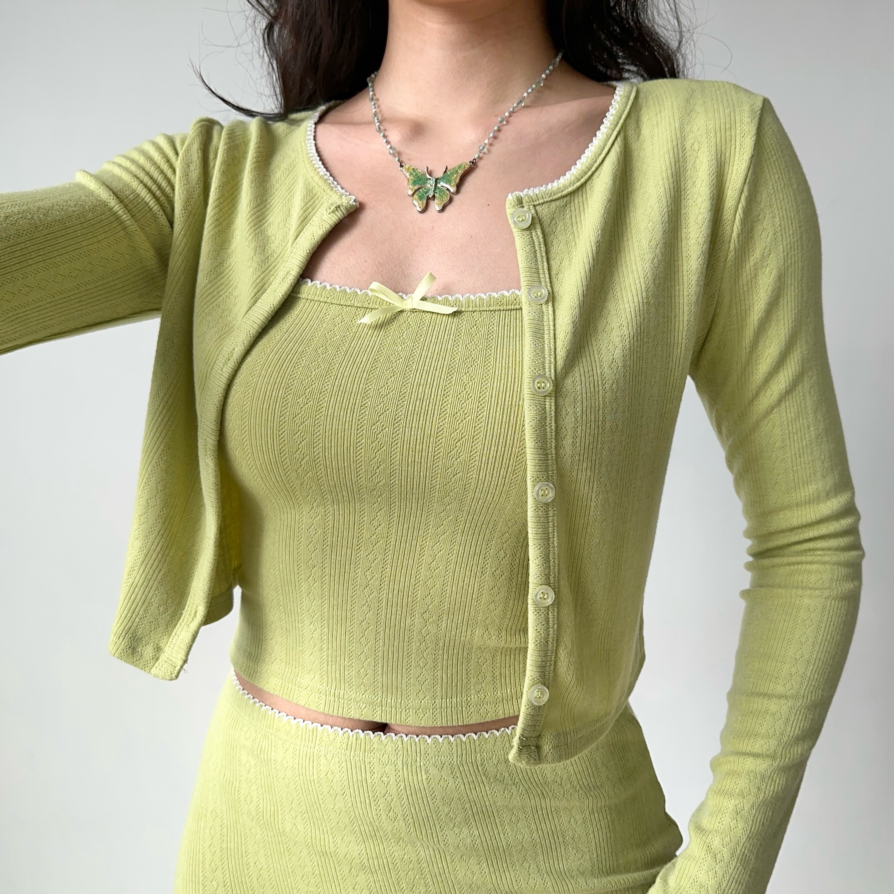 Sexy Sleeveless Long Sleeve Cardigan and Skirt Three-Piece Set - European American Style, Perfect for Hot Girl Vibes