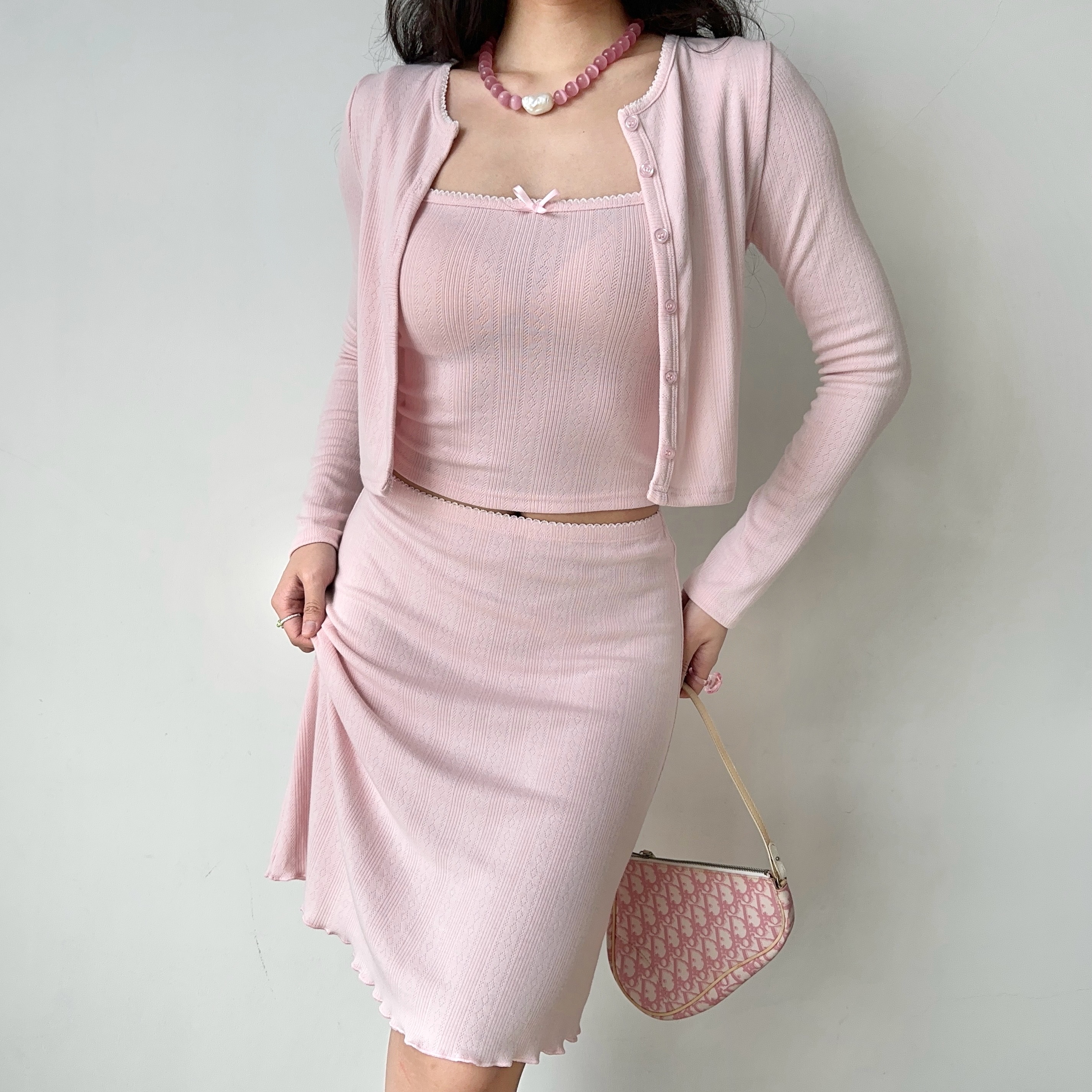 Sexy Sleeveless Long Sleeve Cardigan and Skirt Three-Piece Set - European American Style, Perfect for Hot Girl Vibes