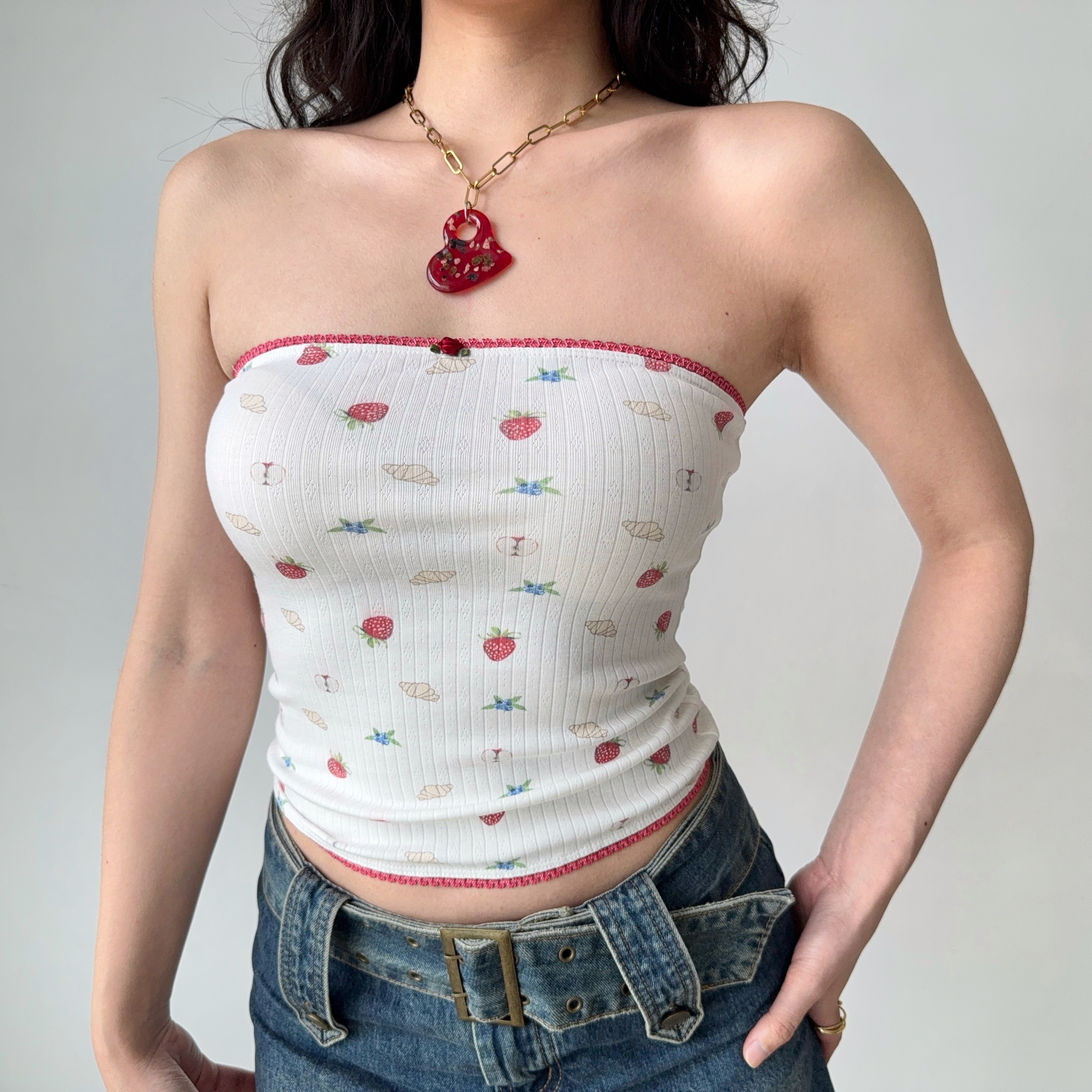 Sexy Strapless Printed Top for Women - Self-Made European American Style Summer Slim Fit Hot Girl Fashion
