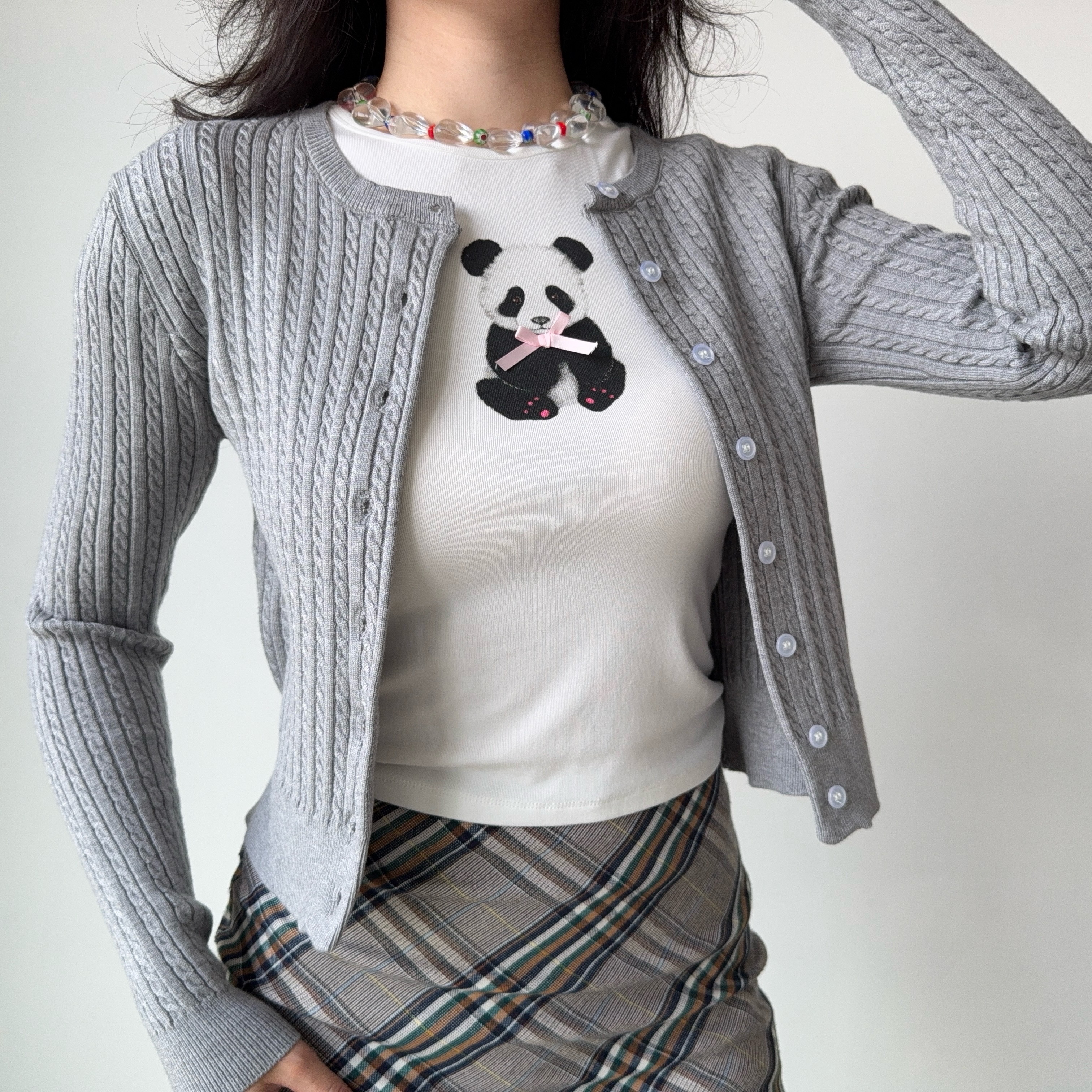 Short Knitted Cardigan Sweater for Women in American College Style - Soft Flattering Twist Design