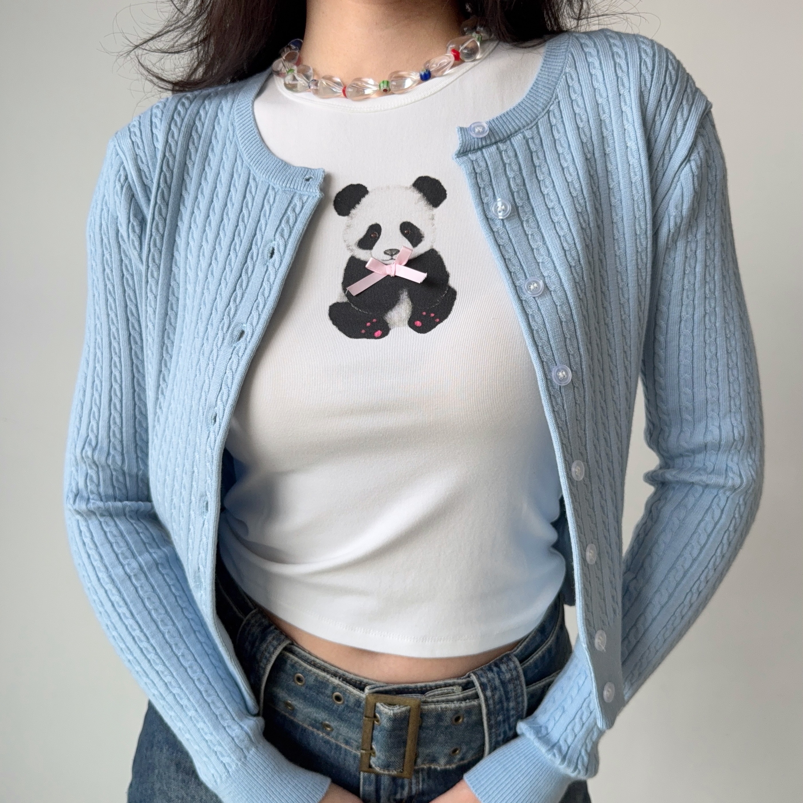 Short Knitted Cardigan Sweater for Women in American College Style - Soft Flattering Twist Design