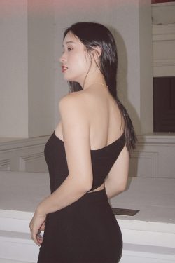 Slanted Shoulder Knitted Camisole Dress - Hollow Cutout Black Sexy Dress for Y2K and Korean Style Fashion