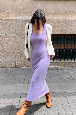 Sleeveless Casual French Vintage Mid-Length Dress in Itchy Towel Fabric - Chic Slim Fit for Effortless Style