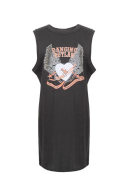 Sleeveless Long Slim Dress with Small Wing Heart Print - 2025 Spring/Summer American Vintage Style