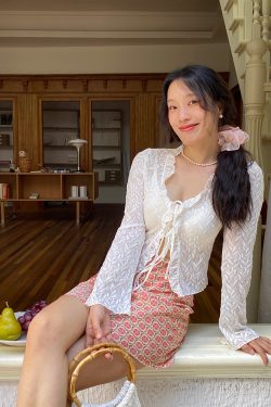 Slightly Sheer French Lace V-Neck Tie Cardigan for Women - Summer Sun Protection, Lightweight, Chic Layering Piece
