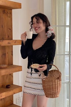 Slightly Sheer French Lace V-Neck Tie Cardigan for Women - Summer Sun Protection, Lightweight, Chic Layering Piece