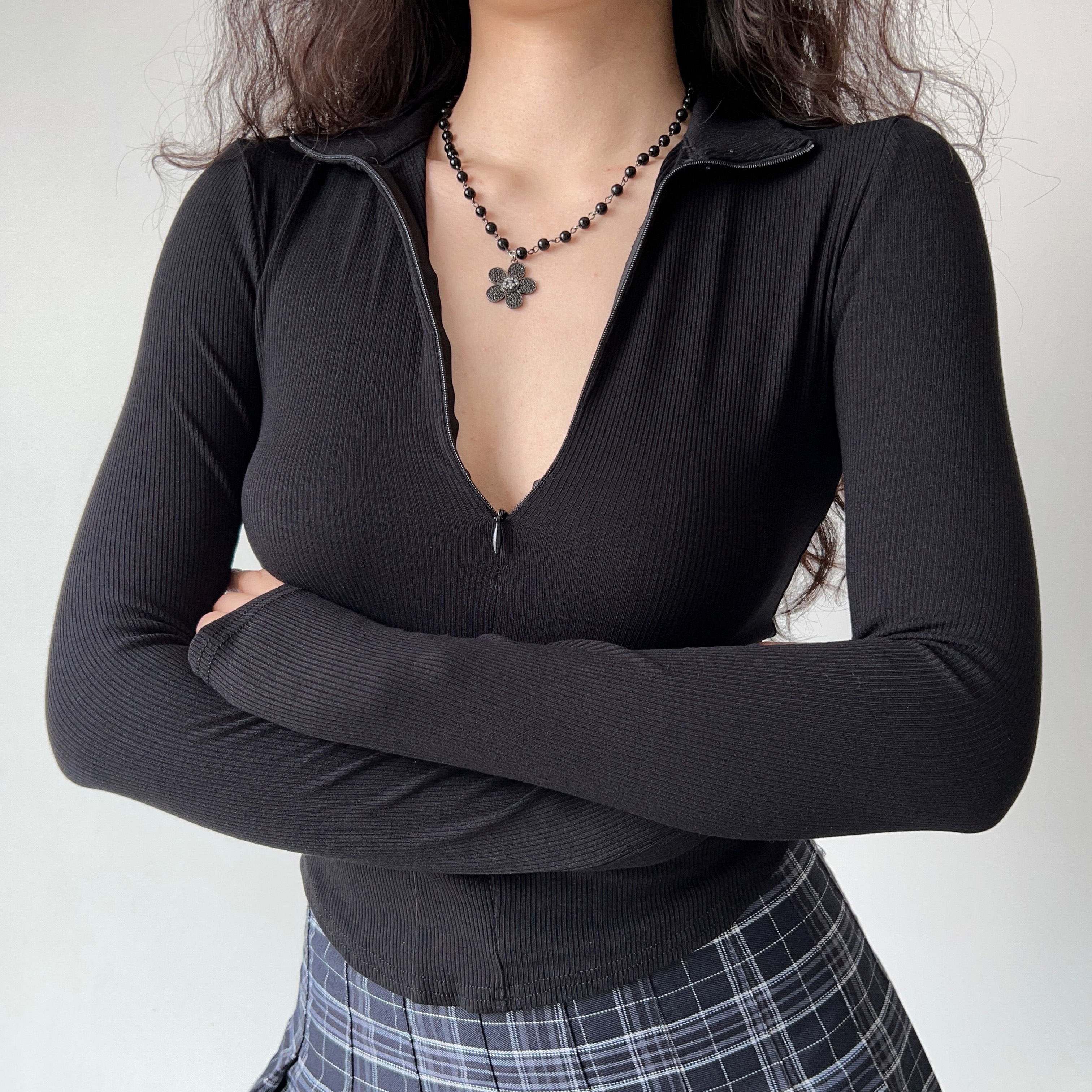 Slim Fit Long Sleeve Polo T-Shirt for Women - Half-Open Collar, Sexy Base Layer, European & American Style, Y2K Fashion Outerwear