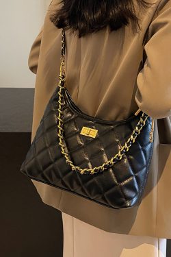 Small Diamond Quilted Chain Shoulder Bag - 2025 Autumn Minimalist Crossbody with Large Capacity, Versatile Square Design