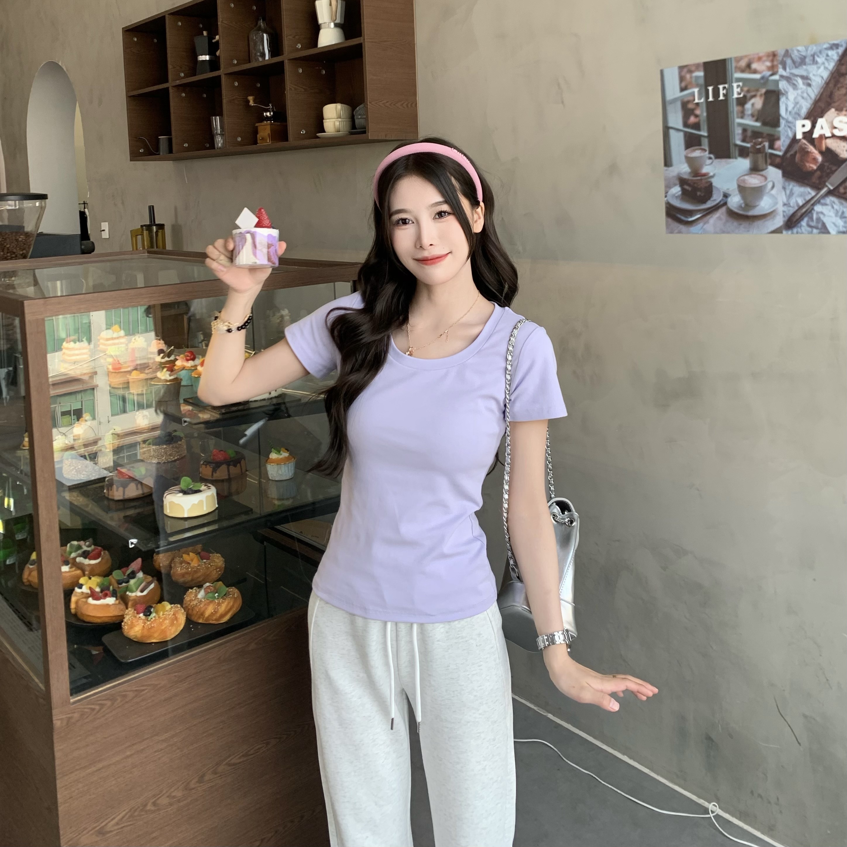 Solid Color Short Sleeve T-Shirt for Women - Versatile Slim Fit Summer Top, Casual Essential, Perfect for Everyday Wear