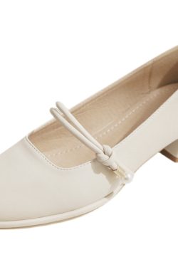 Spring 2025 Women's Sheepskin Chunky Heel Mary Jane Shoes - Low-Heeled Square Toe Single Shoes