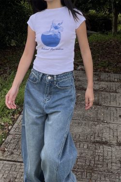 Spring Slim Fit Pure Cotton Short Sleeve T-Shirt for Women - American Style with Island Coconut Print - Versatile Casual Wear
