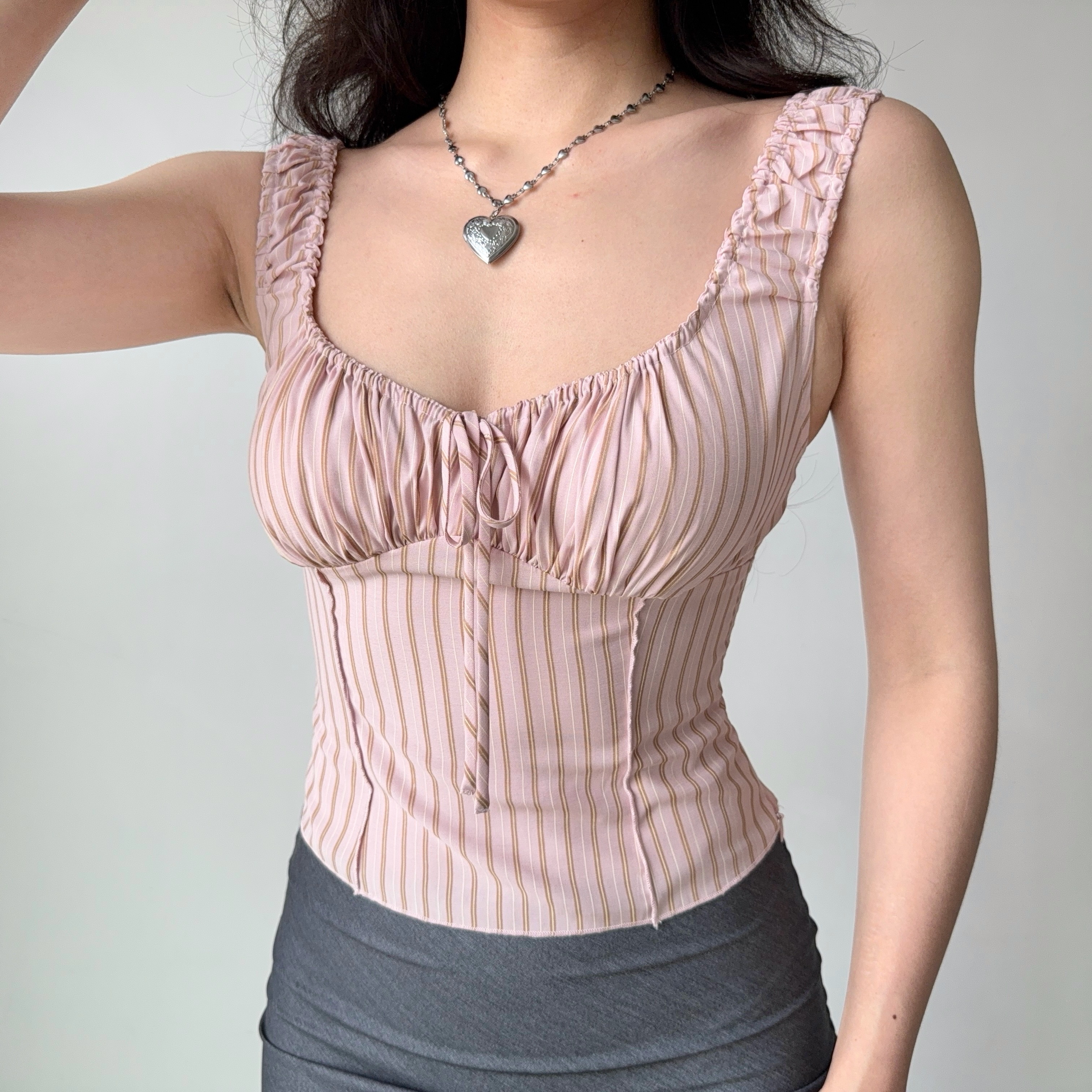Striped Drawstring Vest for Women - Slim Fit Sleeveless Top in European and American Style, Trendy Hot Girl Fashion