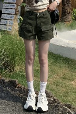 Stylish American Workwear Denim Shorts for Women – Summer Petite Casual Hot Pants, Trendy Street Style for Hot Girls