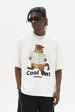 Stylish Cool 'Little Raccoon' Graphic T-shirt - Pure Cotton Short Sleeve - Trendy Casual Wear