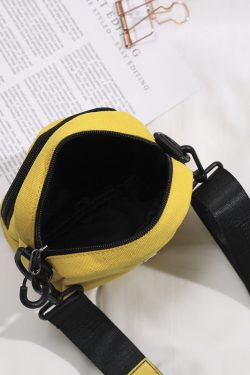 Summer 2025 Casual Hot Yellow Canvas Crossbody Phone Bag with Wide Shoulder Strap for Women