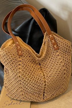 Summer 2025 Women’s Cotton Yarn Woven Beach Bag – Large Capacity Seaside Vacation Tote, Stylish Shoulder Bag
