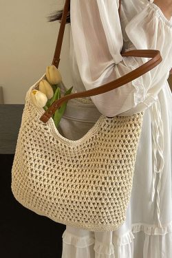 Summer 2025 Women's Hollow Out Woven Tote Bag - Large Capacity Beach Vacation Fashion Accessory