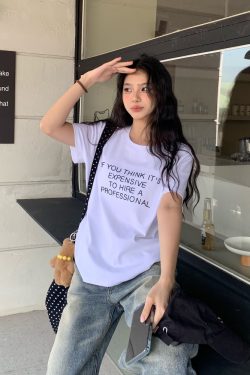 Summer 2025 Women’s Short Sleeve T-Shirt with Letter Embroidery, Loose Slim Fit, Casual Fashion Top for Everyday Wear