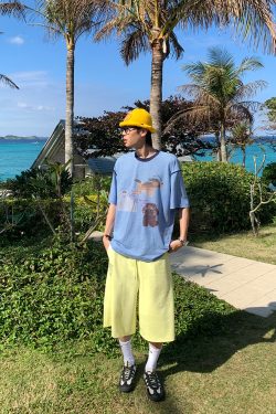 Summer American Vintage Fun Animal Stripe Short Sleeve T-Shirt for Men and Women – Loose Casual Breathable Top, Y2K Style