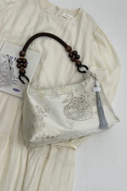 Summer Chinese-Style Women's Shoulder Bag - Large Capacity National Wind Tote Bucket Bag for Commuting