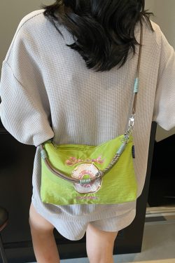 Summer Embroidered Sweet Donut Nylon Crossbody Bag for Women - 2025 Zipper Shoulder Phone Bag
