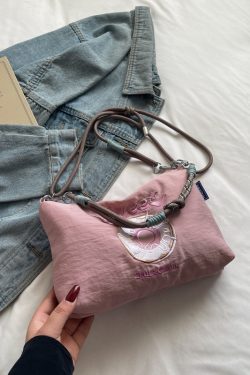 Summer Embroidered Sweet Donut Nylon Crossbody Bag for Women - 2025 Zipper Shoulder Phone Bag