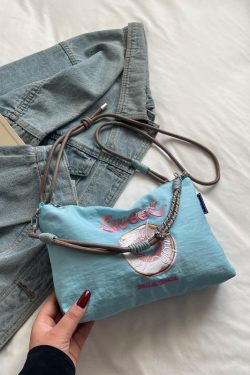 Summer Embroidered Sweet Donut Nylon Crossbody Bag for Women - 2025 Zipper Shoulder Phone Bag