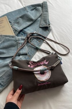 Summer Embroidered Sweet Donut Nylon Crossbody Bag for Women - 2025 Zipper Shoulder Phone Bag