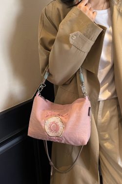 Summer Embroidered Sweet Donut Nylon Crossbody Bag for Women - 2025 Zipper Shoulder Phone Bag