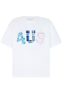 Summer Floral Patchwork Embroidered Plaid T-shirt for Couples - Trendy Loose-Fit Short Sleeve Tee in 90s Style