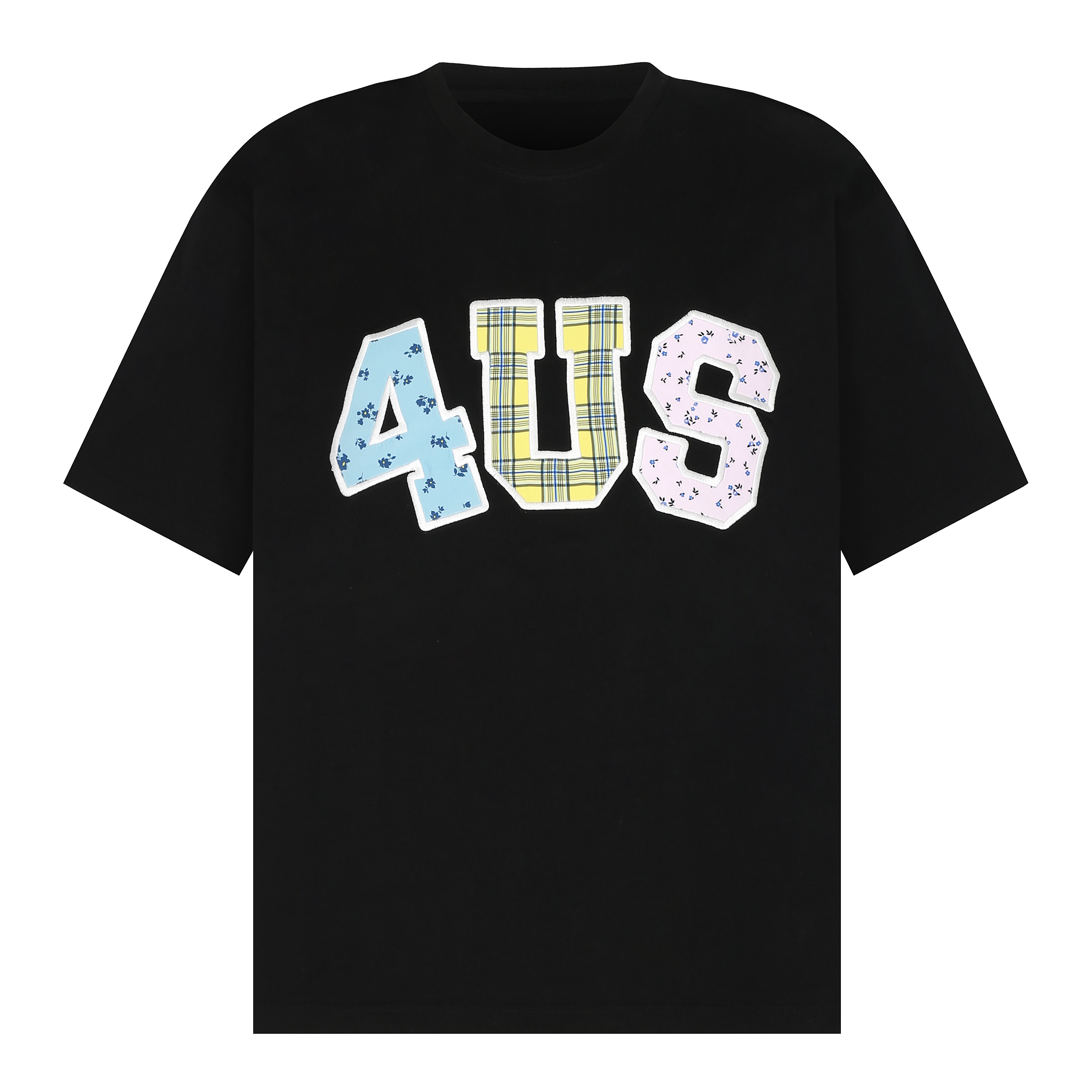 Summer Floral Patchwork Embroidered Plaid T-shirt for Couples - Trendy Loose-Fit Short Sleeve Tee in 90s Style