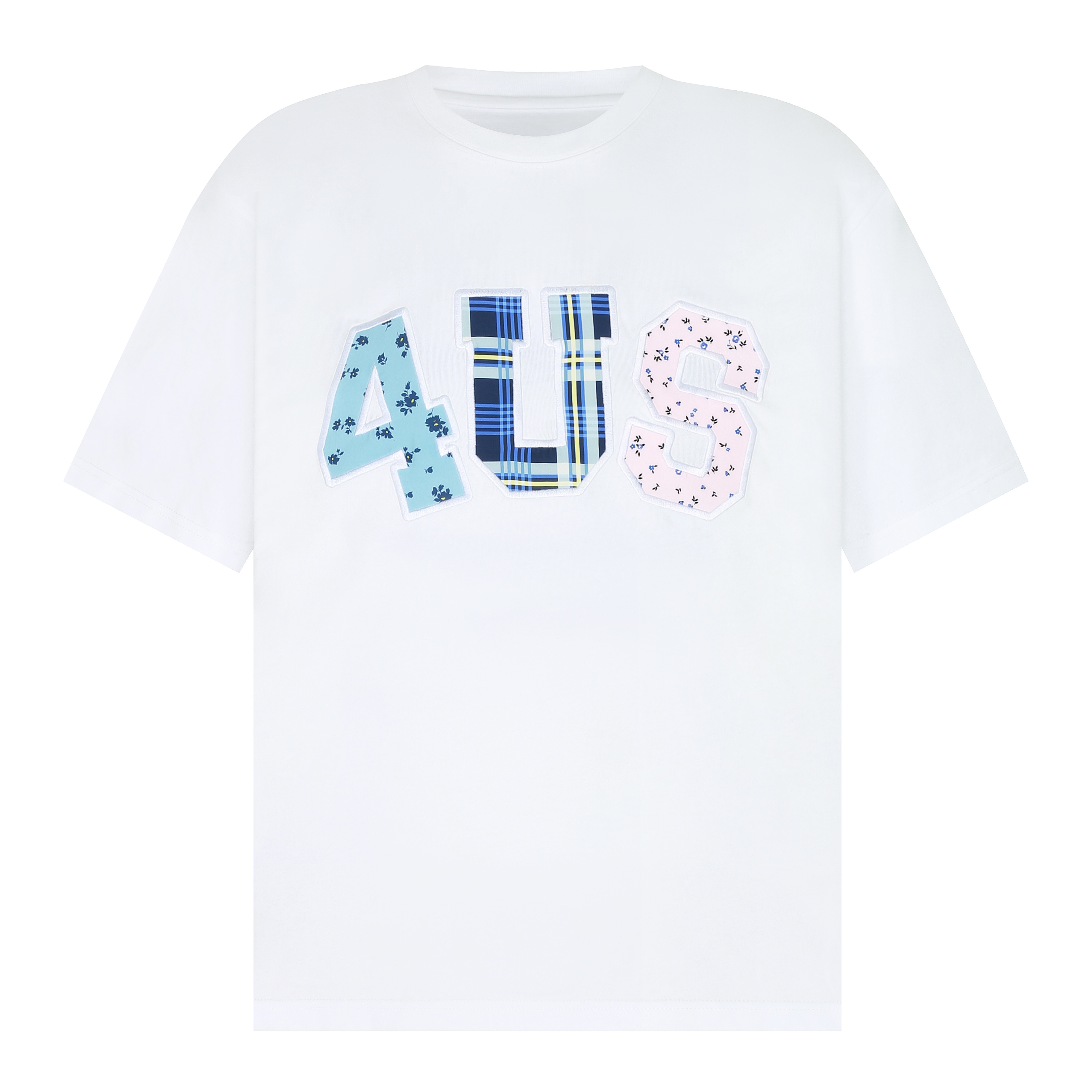 Summer Floral Patchwork Embroidered Plaid T-shirt for Couples - Trendy Loose-Fit Short Sleeve Tee in 90s Style