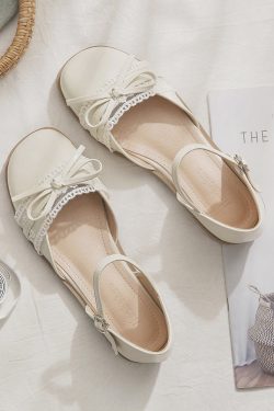Summer French Open-Toe Sheepskin Sandals for Women - Fairy Style Hollow Single Shoes, New Model 2025