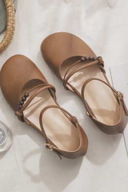 Summer French Sheepskin Sandals for Women - Fairy Style Single Shoes for Skirts - New Model 2025