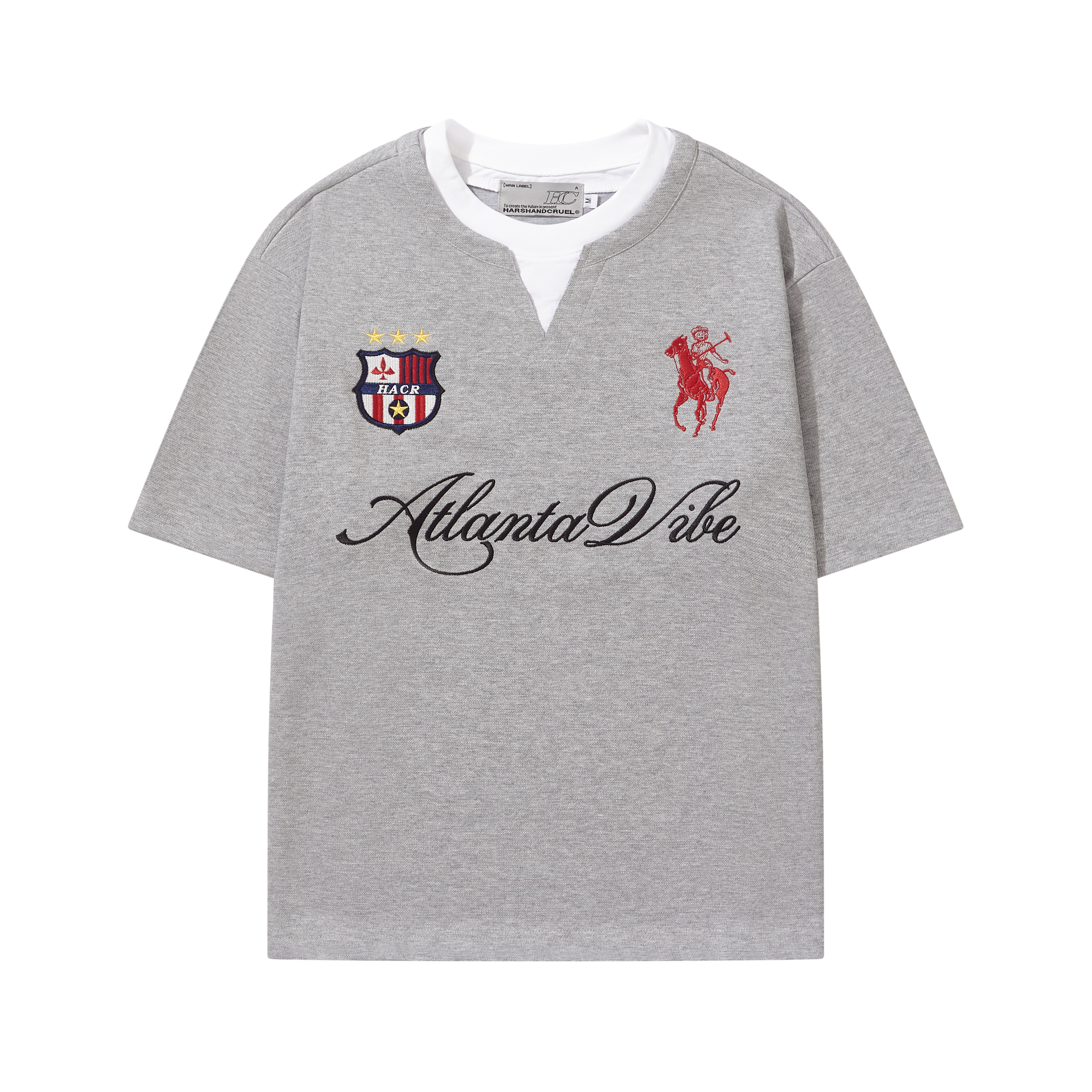 Summer Jersey Retro Sports Unisex Embroidered Short Sleeve T-Shirt - Fake Two-Piece Design, Casual 90s Style Fashion Top