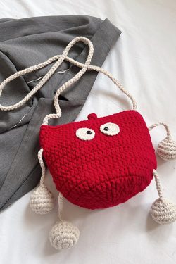 Summer Knitted Wool Bucket Bag for Women - Cute Woven Crossbody Phone Bag, Small Shoulder Bag, 2025 Fashion Essential