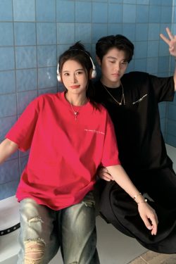 Summer Printed Letter Short Sleeve T-Shirt for Women - Loose Versatile Couple Top in Casual Style