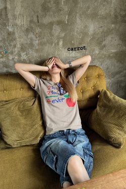 Summer Round Neck Short Sleeve T-Shirt for Women - Casual Trendy American Style Top