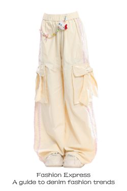 Summer Side Bow Pants for Women - Trendy Loose Draping Floor-Length Casual Sports Pants with Pockets