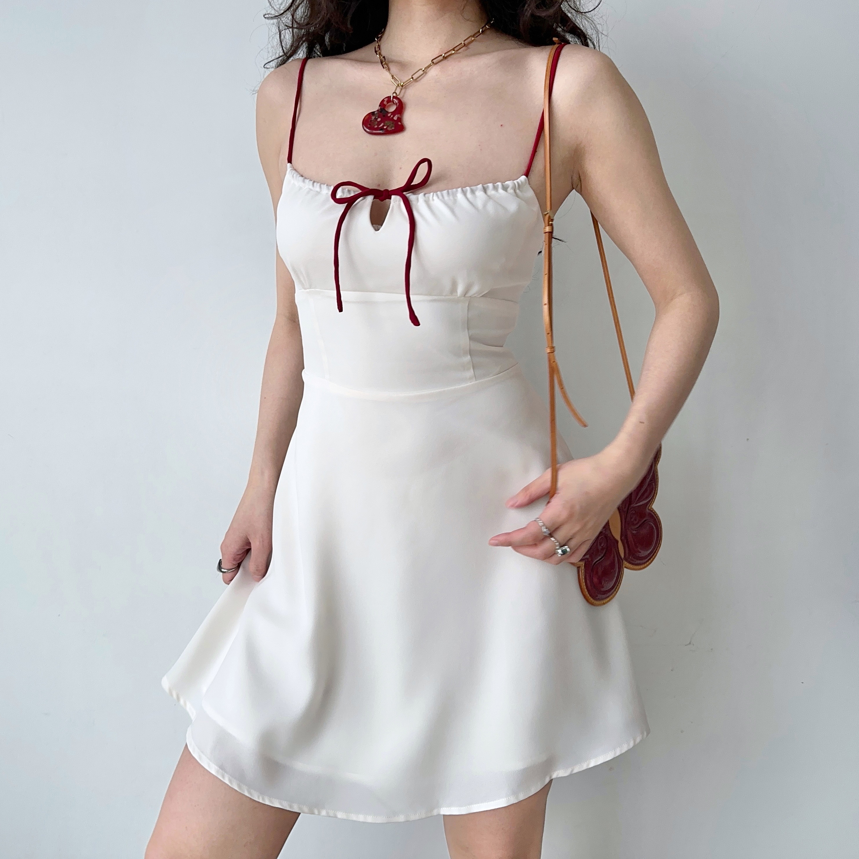 Summer Slim Waist A-Line Short White Camisole Dress - Self-Made European American Style, Perfect for 90s and Y2K Fashion