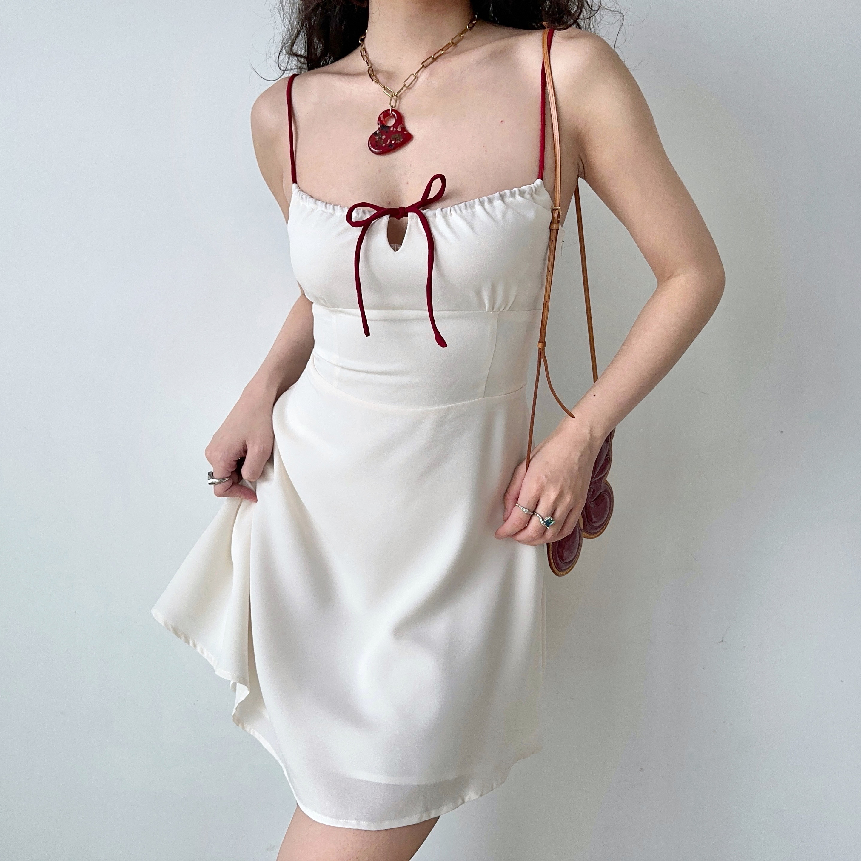 Summer Slim Waist A-Line Short White Camisole Dress - Self-Made European American Style, Perfect for 90s and Y2K Fashion