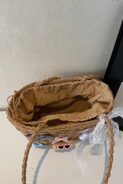 Summer Woven Straw Beach Bag for Women - 2025 Vacation Shoulder Tote, Island Style Vegetable Basket Bag