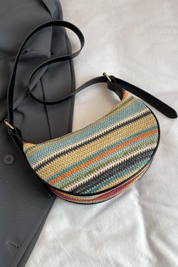 Summer Woven Straw Dumpling Bag for Women - Brown Crossbody Phone Bag, Perfect for Beach Vacations 2025