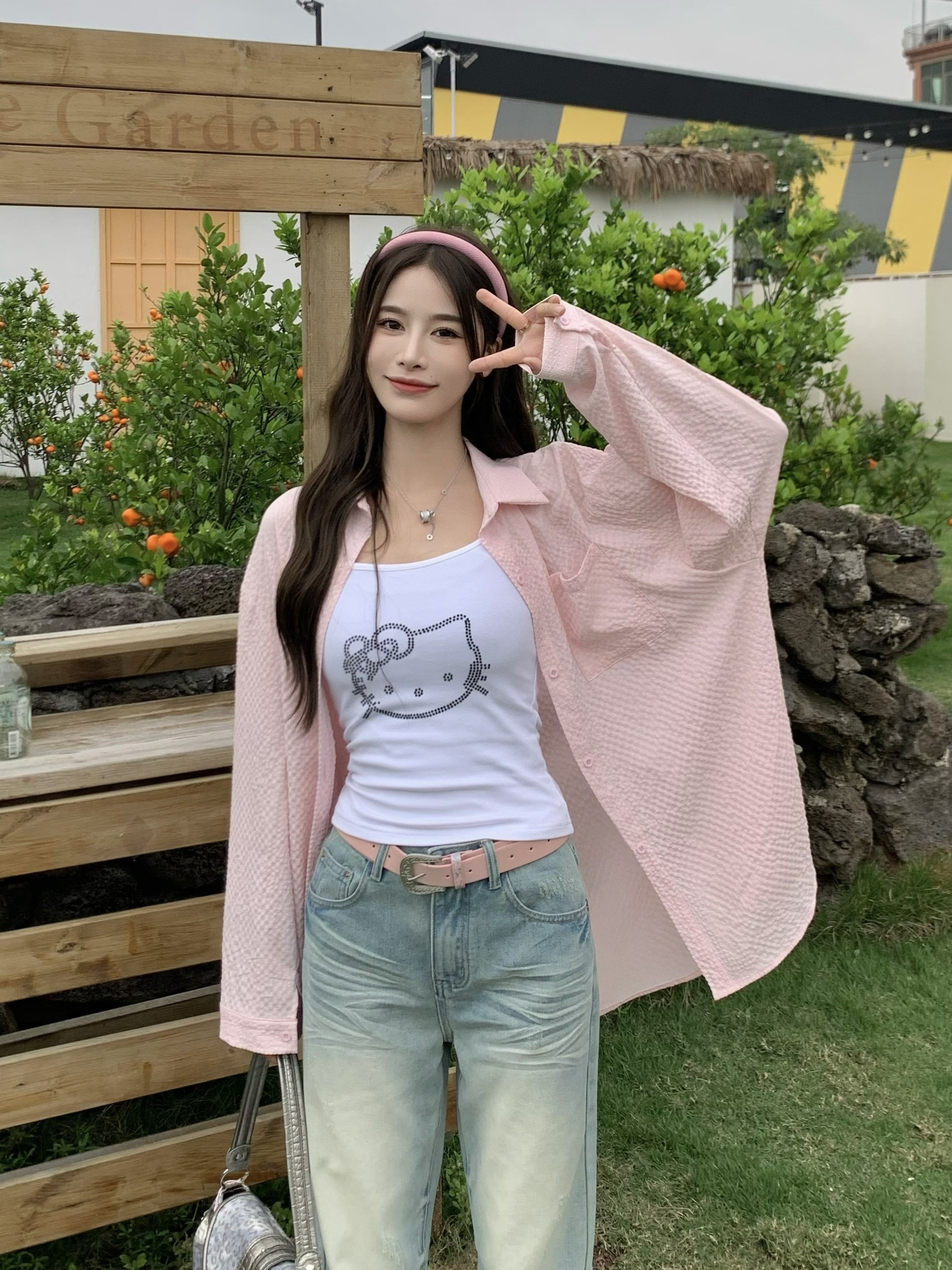 Textured Long Sleeve Shirt for Women - Loose Fit Blouse with Sun Protection - 2025 Spring/Summer Fashion Essential