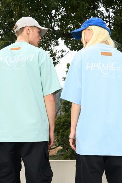 Three-Dimensional Plush Logo Text Cotton Knitted Short Sleeve T-Shirt - American Style Casual Fashion