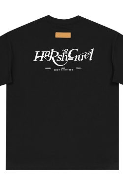 Three-Dimensional Plush Logo Text Cotton Knitted Short Sleeve T-Shirt - American Style Casual Fashion